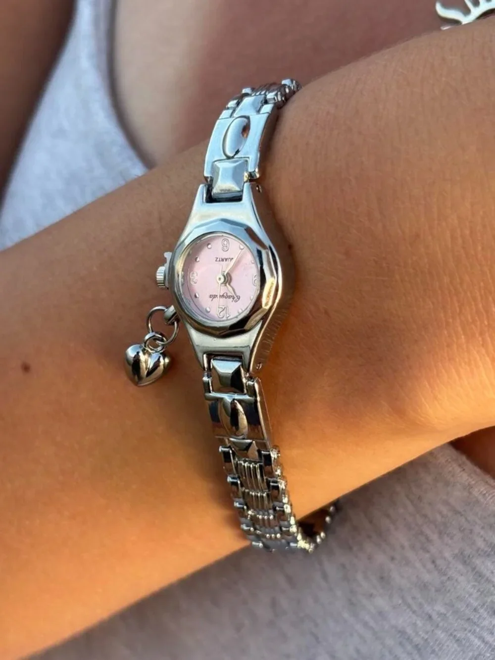 Preppy Silver Chain Heart Charm Watch Preppy Y2K OS